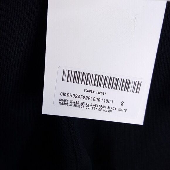 MARCELO BURLON Sweatpants Mens Small Black Pull On Pocket Snake Wings Logo $490 - Picture 3 of 8